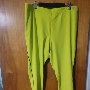 Xersion XL lime green with black stripe leggings